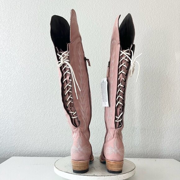 Lane LEXINGTON Over the Knee Womens Cowboy Boots 5.5 Pink Western Cowgirl Tall - Picture 3 of 14